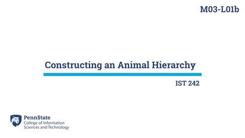 Thumbnail for entry M03-L01b: Implementing an Animal Hierarchy