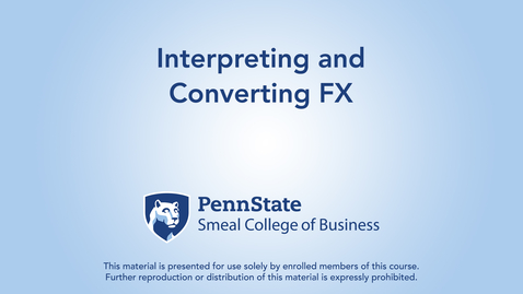 Thumbnail for Topic 23 - Section 1 Interpreting and Converting FX