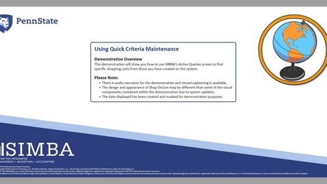 Thumbnail for SIMBA Short: Using Quick Criteria Maintenance
