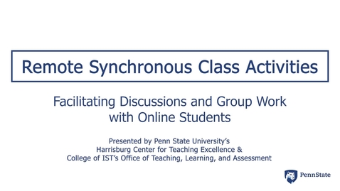 Thumbnail for entry Remote Synchronous Class Activities