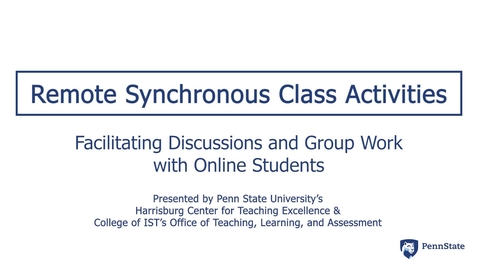 Thumbnail for Remote Synchronous Class Activities