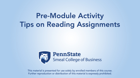 Thumbnail for ACCTG 802: Pre-Module Activity - Tips on Reading Assignments