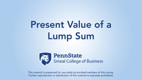 Thumbnail for Present Value of a Lump Sum