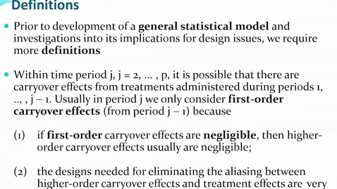 Thumbnail for Lecture 11.1. Crossover Designs (Part 4) [PHS580]