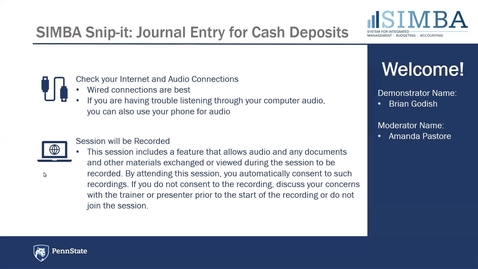 Thumbnail for SIMBA Snip-it: Journal Entry for Cash Deposits