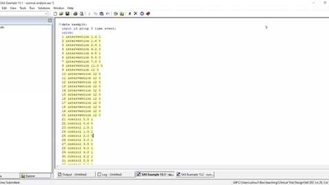 Thumbnail for Lecture 7.2. Survival Analysis (SAS Demo) [PHS580]