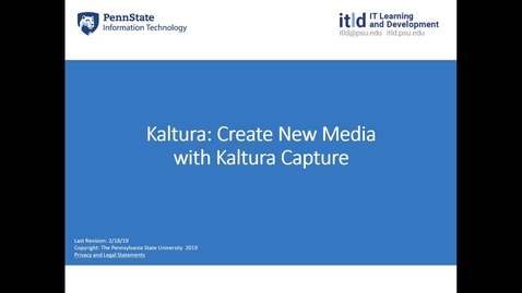 Thumbnail for entry Kaltura: How to Create New Media with Kaltura Capture