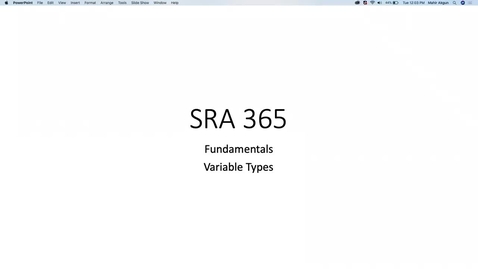 Thumbnail for entry SRA 365 - Lesson 01 - Foundational Concepts - Variable Types