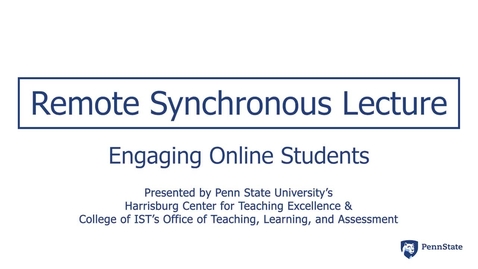 Thumbnail for entry Remote Synchronous Lecture