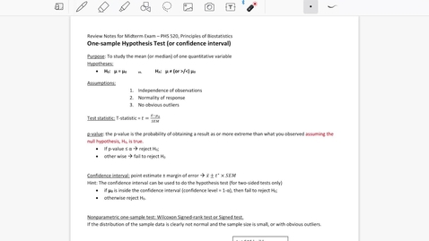 Thumbnail for entry Midterm Review (d) - One-sample and paired sample HT/CI