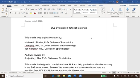 Thumbnail for  Orientation Tutorial: SAS Part-b