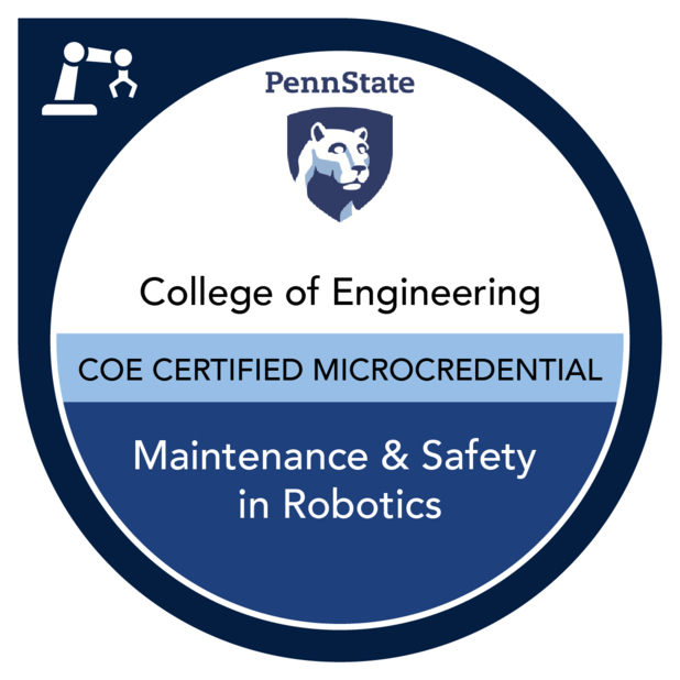 Maintenance & Safety in Robotics badge.