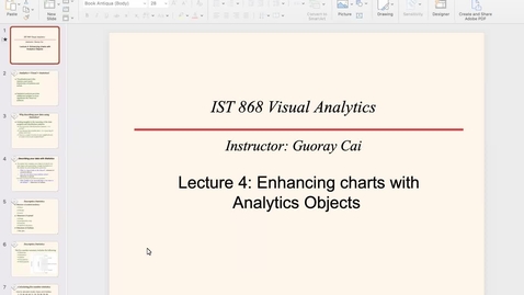 Thumbnail for entry M04 - Enhancing Charts with Analytics Objects (IST 868)
