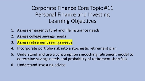 Thumbnail for Topic 11 Section 3 Personal Finance Retirement Savings Model (AD)
