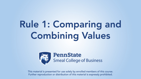 Thumbnail for Rule 1 : Comparing and Combining Values