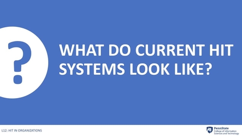 Thumbnail for 12.3 What do Current HIT Systems Look Like?