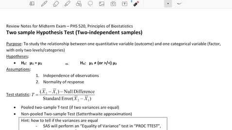 Thumbnail for Midterm Review (e) - Two-samples HT/CI