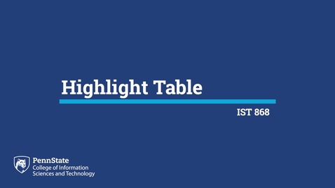 Thumbnail for L01k: Highlight Table (IST 868)