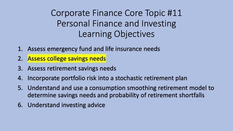 Thumbnail for Topic 11 Section 2 Personal Finance College Savings (AD)