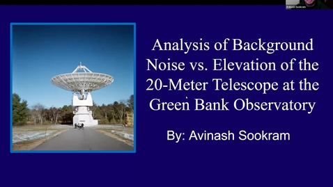 Thumbnail for Analysis of Background Noise vs. Elevation of the 20-meter Telescope at the Green Bank Observatory