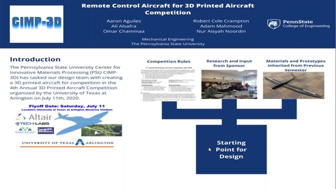 Thumbnail for 3D Printed Aircraft Competition; CIMP-3D