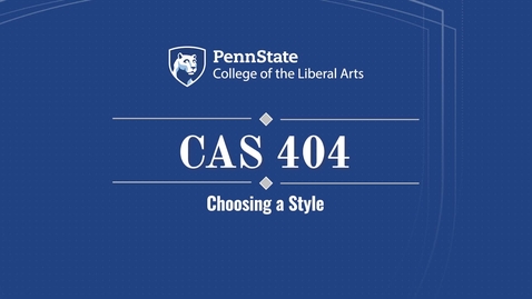 Thumbnail for CAS 404_L06_1_Choosing a Style