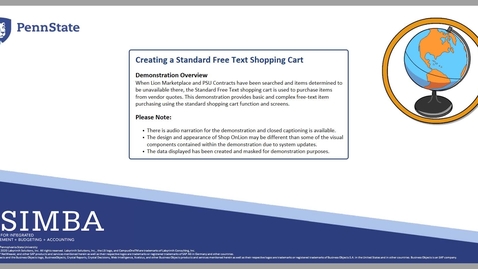 Thumbnail for entry SIMBA Short: Creating a Standard Free Text Shopping Cart