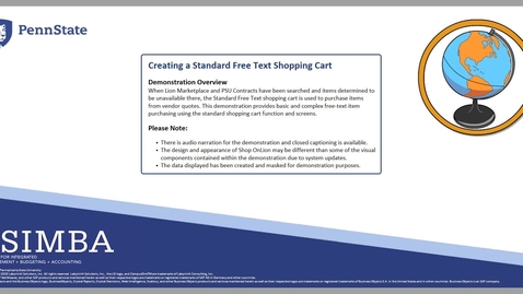 Thumbnail for SIMBA Short: Creating a Standard Free Text Shopping Cart