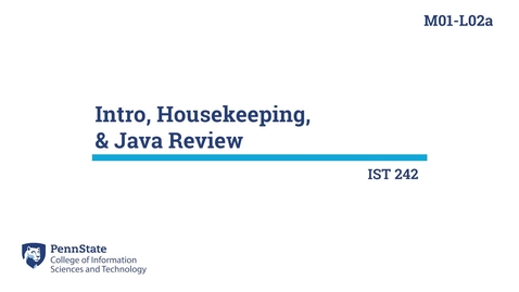 Thumbnail for M01-L02a: Intro, Housekeeping, &amp; Java Review