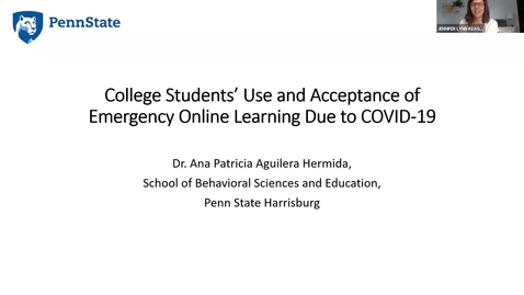 Thumbnail for entry College Students' Use and Acceptance of Emergency Online Learning Due to COVID-19: Keep Teaching Webinar Series