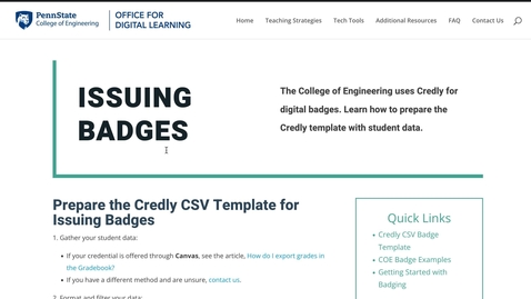 Thumbnail for entry Preparing the Credly CSV Template for Issuing Badges