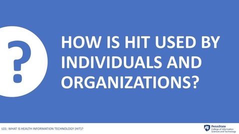 Thumbnail for 1.2: How is HIT Used by Individuals and Organizations?