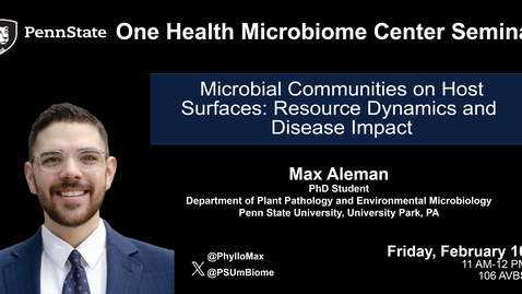 Thumbnail for entry Microbial Communities on Host Surfaces: Resource Dynamics &amp; Disease Impact | Max Aleman, Penn State