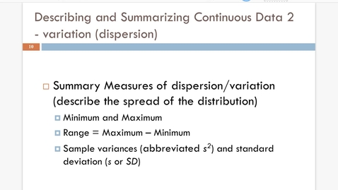 Thumbnail for Lesson 1.5. Summarizing and Describing Continuous Data b