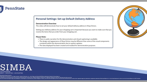 Thumbnail for SIMBA Short: Personal Settings -  Set-up Default Delivery Address
