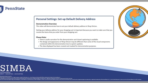 Thumbnail for entry SIMBA Short: Personal Settings -  Set-up Default Delivery Address