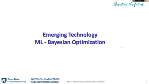 Thumbnail for EE 443 FA25 | Video Lecture 32.2 |  Emerging Technology ML - Bayesian Optimization