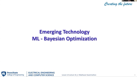 Thumbnail for EE 443 FA25 | Video Lecture 32.2 |  Emerging Technology ML - Bayesian Optimization