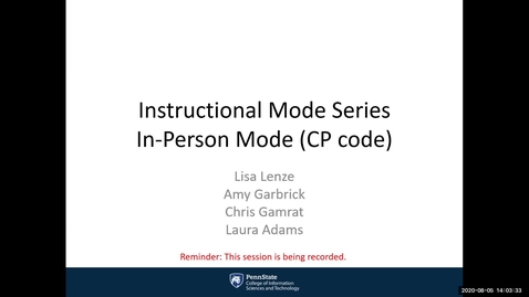 Thumbnail for entry Instructional Mode Series In-person Mode (CP code)