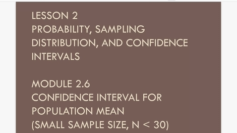 Thumbnail for Lesson 2.6. CI for mean small N a