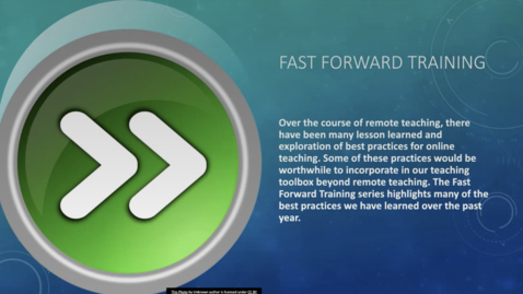 Thumbnail for entry Fast Forward Training: Less is More - Balancing Course Workload (Final)