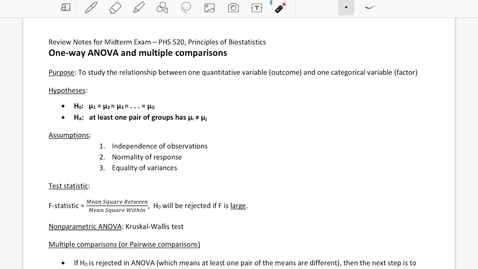 Thumbnail for Midterm Review (f) - One-way ANOVA