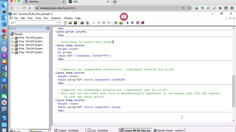 Thumbnail for entry Lesson 8.3. Inference for 2 Proportion e SAS