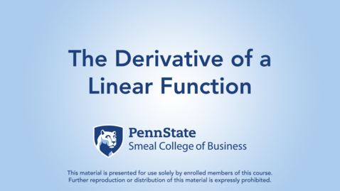 Thumbnail for The Derivative of a Linear Function