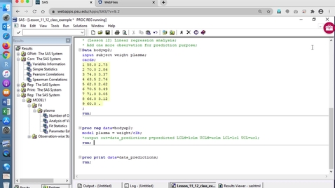 Thumbnail for Module 12.3. Evaluation of SLR model d SAS