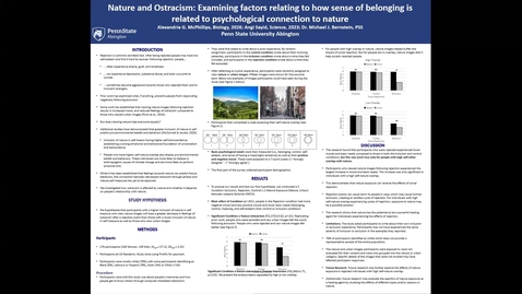 Thumbnail for entry Nature and Ostracism: Examining factors relating to how sense of belonging is related to psychological connection to nature