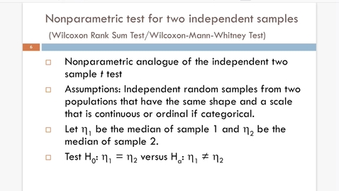 Thumbnail for entry Lesson 5.2. NP test for Two Indep Samples b