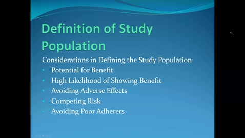Thumbnail for entry Lecture 4.1. The Study Population (Part 2) [PHS580]