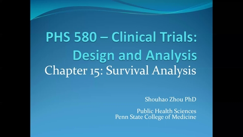 Thumbnail for Lecture 7.2. Survival Analysis (Part 1) [PHS580]