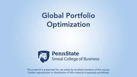 Thumbnail for Topic 24 - Section 5 Global Portfolio Optimization